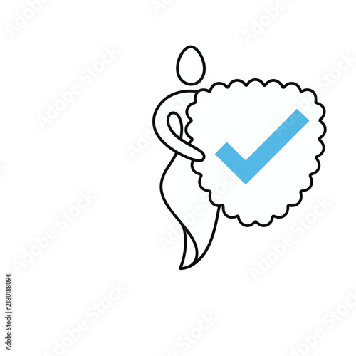 Person holding a checkmark symbol
