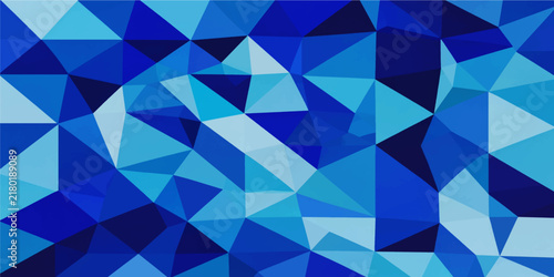 Blue polygon abstract background with faceted geometric mosaic gradient texture and crystalline modern vector design