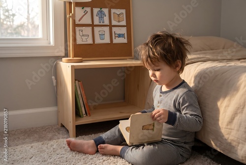 Child Practicing Handwashing Routine With Visual Schedule At Home