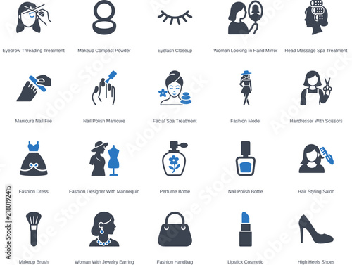 Women Beauty And Fashion Icon Set