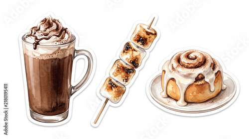 Delicious Mocha Coffee with Fluffy Marshmallows Illustration Sweet Hot Chocolate Drink Vector Graphic Design