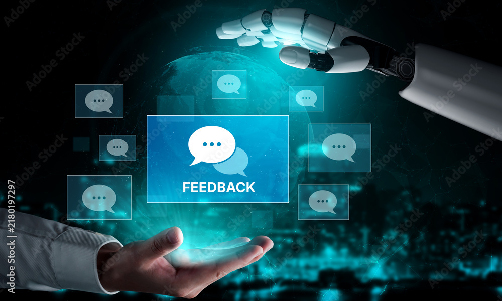 Obraz premium AI processes customer feedback and reviews to provide insights, sentiment analysis, and suggestions for service improvement and better user experience Vouch