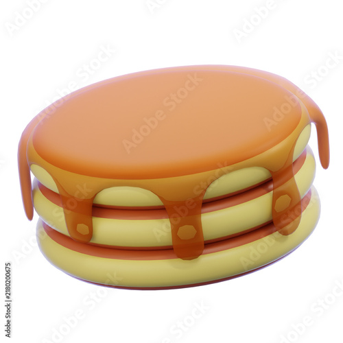 Delicious 3D asset of a fluffy pancake stack drizzled with sweet honey, perfect for food apps, landing pages, and e-commerce.