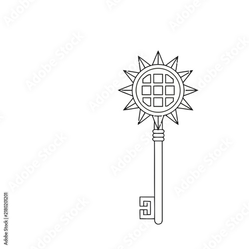 Stylized Key with Sunburst Design