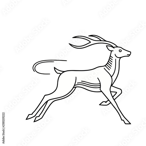 Stylized running deer vector illustration