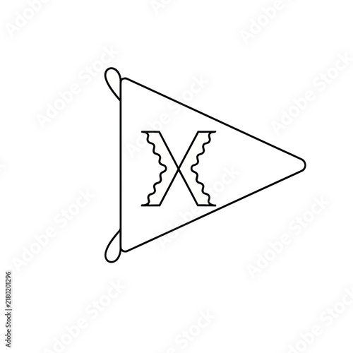Triangular flag with letter X