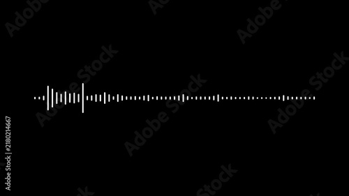 Smooth White Audio Wave Spectrum Animation on Black Screen, Digital Music Visualizer, Frequency Equalizer Lines, Sound Recording Effect, 4K