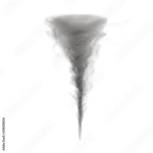 Realistic Tornado Twister Funnel Cloud VFX Effect — Swirling Storm Wind Vortex Motion Graphics Illustration on Black Background