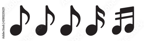 Foto Music notes vector icons set with eighth note sixteenth note and beamed sixteenth notes on background