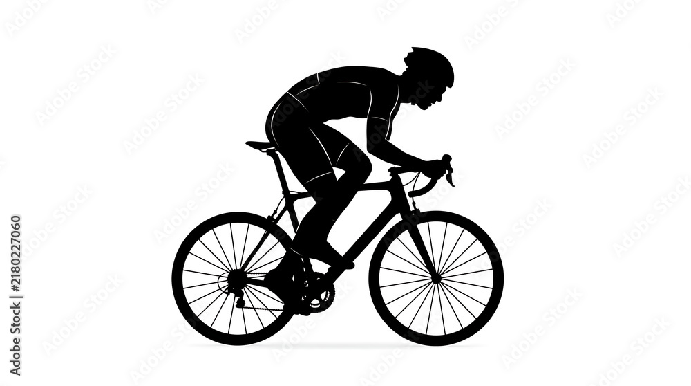 Fototapeta premium Cyclist riding a road bike silhouette style