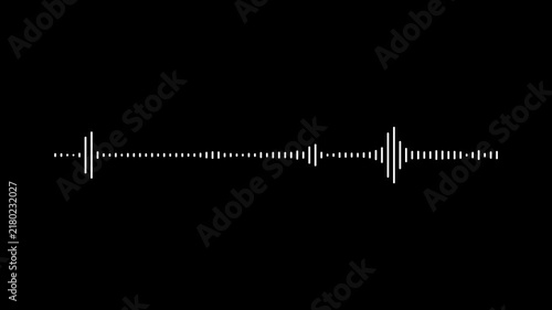 White Audio Equalizer Wave Animation on Black Background, Dynamic Music Spectrum Visualization, Digital Sound Frequency Meter, Modern Waveform Graphic, 4K
