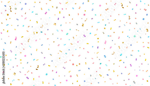 Colorful Confetti Falling on White Background for Celebration
