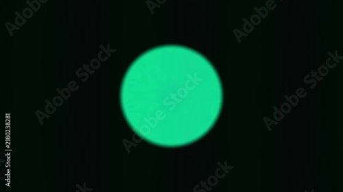 Six glowing teal and green circles flickering on a black background