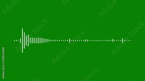 White Audio Equalizer Wave Animation on Green Screen, Dynamic Music Spectrum Visualization, Digital Sound Frequency Meter, Modern Waveform Graphic, 4K