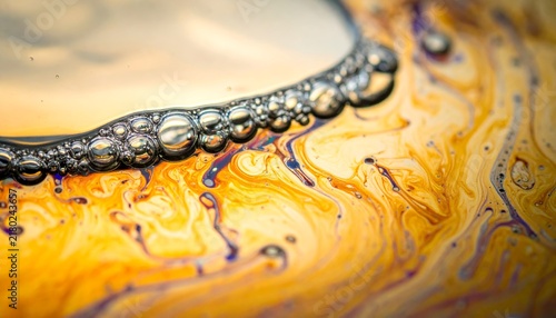 Abstract soap bubble macro photography | Swirling oil and liquid texture