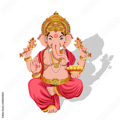 indian God lord ganesha isolated on white background