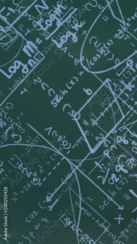 Animation of mathematics formulas on green background