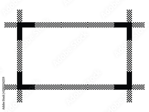 Black and white checkered border frame design with clean corners for photography or photo display