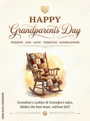 Grandparents day greeting card with rocking chair illustration and heartfelt message