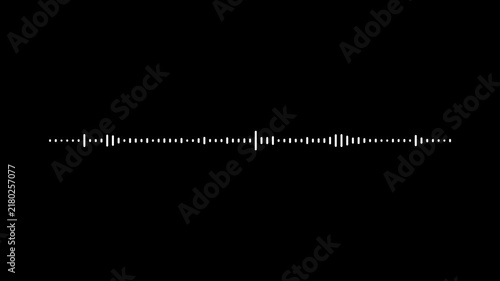 White Audio Wave Music Visualizer Animation on Black Background, Dynamic Frequency Spectrum, Sound Equalizer Lines, Voice Record Waveform Effect, 4K