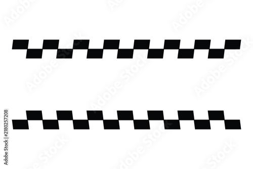 Minimalist double line black checkered taxi pattern borders isolated on simple white background