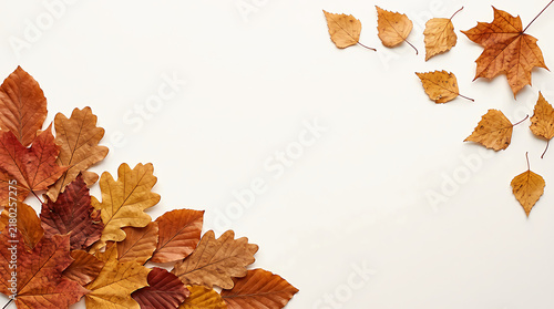 Colorful autumn leaves falling down in a seasonal border frame design