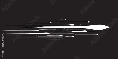 Abstract White Speed Streak with Dynamic Motion Trails on Dark Background – Futuristic Energy and Technology Effect