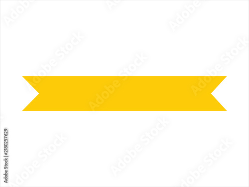 Simple yellow ribbon banner shape isolated on a plain white background surface