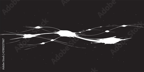 Abstract White Paint Splash Burst on Dark Black Background, Dynamic Ink Explosion with Sharp Splatter Strokes, Grunge Texture, Creative Energy Effect, Modern Artistic Design