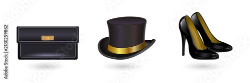 Картината върху платно Luxury fashion accessories including hat, shoes, and purse on transparent backgr