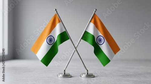Two indian flags crossed symbolizing unity pride and national identity