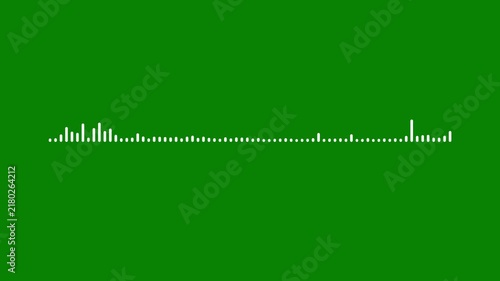 White Audio Wave Music Visualizer Animation on Green Background, Dynamic Frequency Spectrum, Sound Equalizer Lines, Voice Record Waveform Effect, 4K