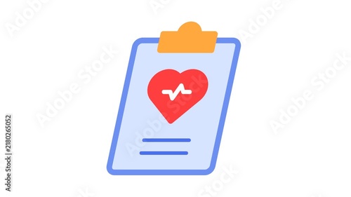 Medical report clipboard with heartbeat icon animation