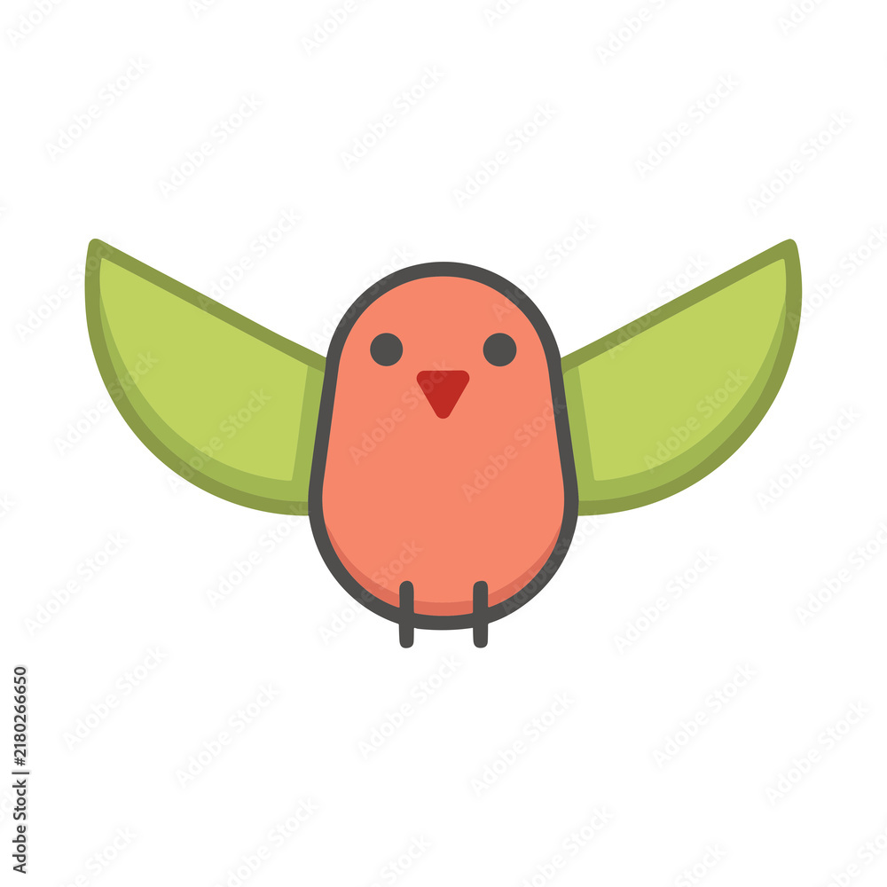 Fototapeta premium Cartoon bird with wings spread