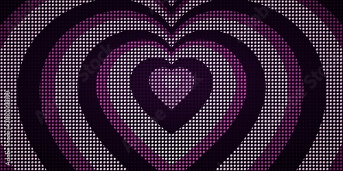Concentric Pink Hearts Abstract Background with Dotted Texture