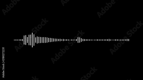 White Audio Waveform Spectrum Animation on Black Background, Dynamic Sound Wave Visualizer, Music Equalizer Motion Graphic, Digital Frequency Lines, 4K