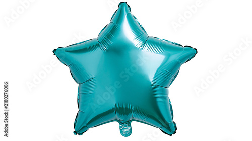 Canvastavla Shiny teal star-shaped foil balloon, isolated on transparent background