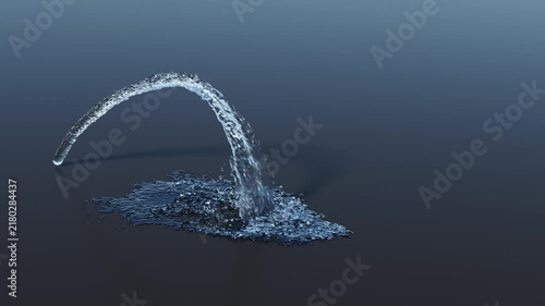 Isolated Arch Fountain with high curved jet and variable flow on a reflective floor