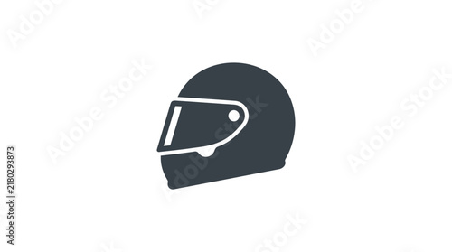 Motorcycle helmet depicted as a solid dark silhouette with a protective visor shield.