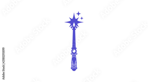 Konstfotografi Magic wand graphic rendered in blue tones with twinkling stars displayed prominently on a plain white backdrop