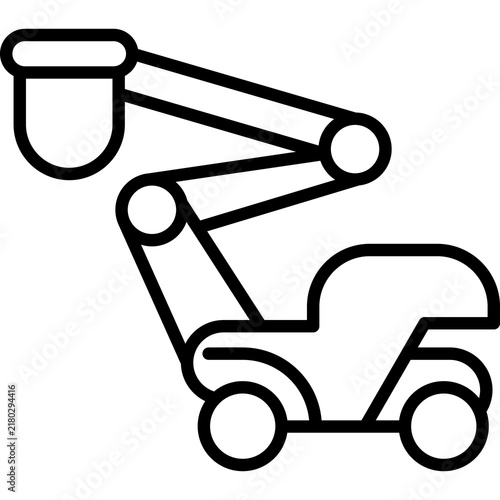 Cuadro en lienzo Machinery boom lift cherry picker thin line icon vector illustration