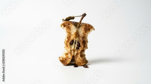 Eaten apple core isolated on white background.