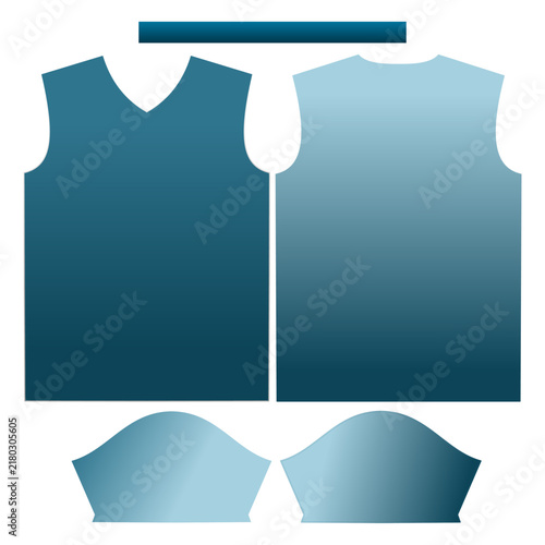 Sublimation template of a blue gradient basketball jersey with sleeves.
