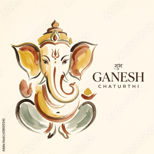 Abstract Watercolor Lord Ganesha Illustration for Ganesh Chaturthi Festival