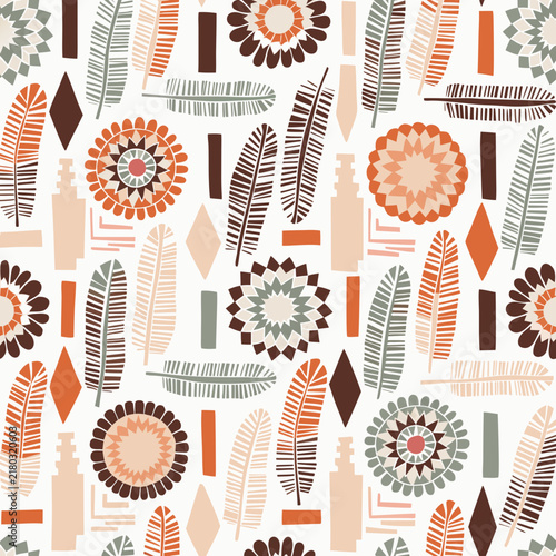 Decorative Coral Botanical Seamless Pattern seamless pattern with flowers