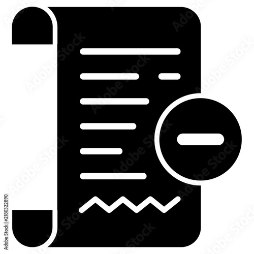 Bild auf Leinwand Document Scroll with Minus Button Remove Record Icon