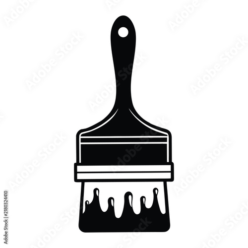 Black paint roller brush tool icon isolated on white background