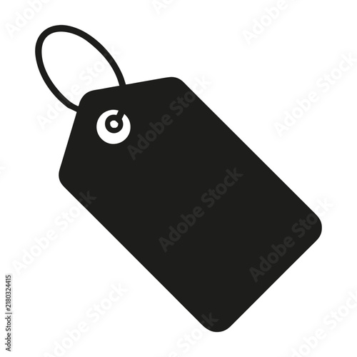 Black luggage tag with a hole and loop isolated on white background