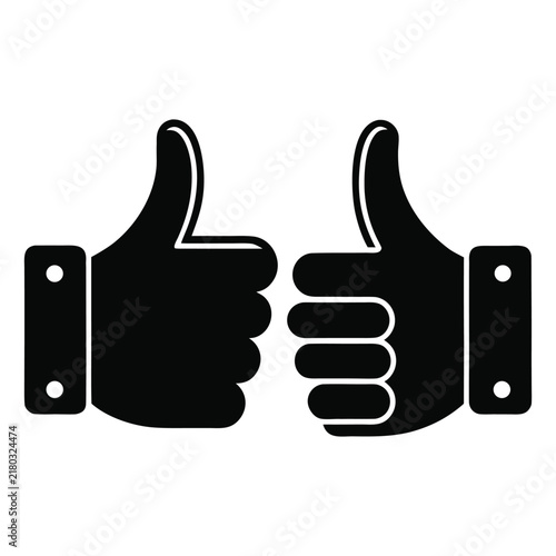 Two thumbs up icon with screw holes isolated on white background