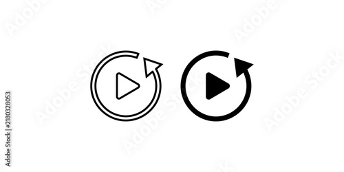 Foto Circular play button with replay arrow icon for video playback and user interface navigation controls